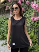 Kadın Askılı Yuvarlak Yaka Viskon Iki Iplik Bluz Ve Eşofman Altı Ikili Takım - 2