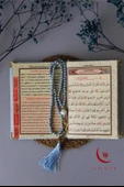 Kutulu 128 Sayfa Kadife Yasin ve İnci Tesbih Seti Mavi - 5