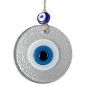 Mini Boy Silver Gri Nazar Boncuklu Duvar Süsü 10 Cm Cam Duvar Dekoru - 1