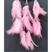Pembe Kuş Tüylü Dream Catcher El Yapımı Rüya Kapanı Duvar Süsü - 1