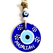 Maşallah Yazılı Papatya Desenli Nazar Boncuklu El Boyaması Duvar Süsü - 2