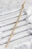Pirinç Sıralı Çit Model Zirkon Taşlı Gold Renk VİP Seri Kadın Bileklik - EBJ250620W35781 - 2