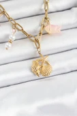Gold Renk Deniz Yıldızı ve Deniz Kabuğu Konsept Kadın Kolye - EBJ250620W35579 thumbnail 1