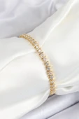 Pirinç Sıralı Çit Model Zirkon Taşlı Gold Renk VİP Seri Kadın Bileklik - EBJ250620W35781 - 1