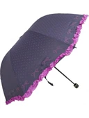 Eleven Market Rüzgarda Kırılmayan Kurdele ve Fırfır Detaylı Mürdüm Kadın Şemsiyesi thumbnail 5