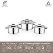 Nova 6 Parça Paslanmaz Çelik Cam Kapaklı Tencere Seti thumbnail 2