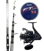 Yek Outdoor Hazır Surf Olta Seti Okuma Wave Power Tele Surf 3.90 cm 100-200 gr Surf Kamışı&Okuma Wave Power WP-8000A1 Olta Makinesi - 1