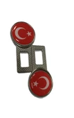 TÜRK BAYRAKLI Logolu Ikaz Ses Susturucu Metal Toka 2 Adet thumbnail 3