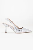 Kadın Abiye Ayakkabı Gümüş İnce Topuklu Taş Döşeme thumbnail 3