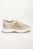 Kadın Spor Ayakkabı Bej Triko Taş Döşemeli Kalın Taban thumbnail 3
