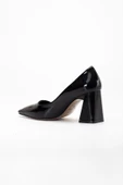 Kadın Kalın Topuklu Stiletto Siyah Rugan Düz Model Sivri thumbnail 5