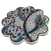 Çini Desenli Çiçekler Seramik Nihale 18 Cm Koruyucu Kaydırmaz Altlik Model 6 - 3