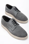 Hakiki Deri Süet Erkek Günlük AYkkabı Gri Bağlı Bej Taban thumbnail 1