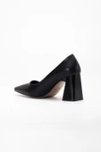 Kadın Kalın Topuklu Stiletto Siyah Düz Model Sivri thumbnail 5