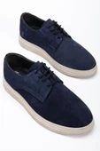Hakiki Deri Süet Erkek Günlük AYkkabı Lacivert Bağlı Bej Taban thumbnail 1