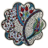 Çini Desenli Çiçekler Seramik Nihale 18 Cm Koruyucu Kaydırmaz Altlik Model 6 - 1