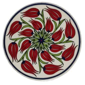 Çini Desenli Çiçekler Seramik Yuvarlak Nihale 16 Cm Koruyucu Kaydırmaz Altlik Model 1 - 4