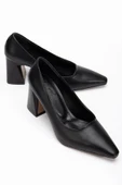 Kadın Kalın Topuklu Stiletto Siyah Düz Model Sivri thumbnail 1