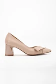 Kadın Topuklu Ayakkabı Nude Yan Fiyonklu Kalın Topuklu thumbnail 3