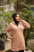Kısa Fermuarlı Yaka Kapitone Şık Spor Sweat - (38-46) - 71227 - Nescafe - 1