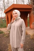 Sade İkili Tesettür Gömlek Takımı - (38-46) - 71263 - Bej - 5
