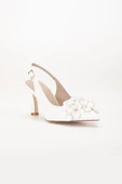 Kadın Stiletto Topuklu Ayakkabı Beyaz Topuk Açık Çiçek Motifli thumbnail 4