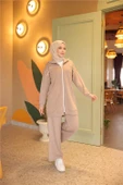 Fermuarlı Kısa Sade İkili Tesettür Eşofman Takımı - (38-46) - 71230 - Nescafe thumbnail 1