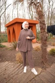 Sade İkili Tesettür Gömlek Takımı - (38-46) - 71263 - Kahverengi - 2