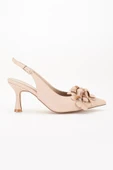 Kadın Stiletto Topuklu Ayakkabı Nude Topuk Açık Çiçek Motifli thumbnail 3