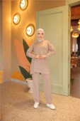 Taş Detaylı Tek Cepli O Yaka İkili Tesettür Eşofman Takımı - (38-46) - 71233 - Nescafe thumbnail 3