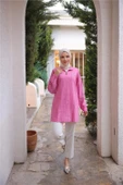 Yarım Fermuarlı Yaka Logo Baskılı Tunik - (38-46) - 71245 - Fuşya - 3
