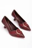 Kadın Topuklu Ayakkabı Bordo Halka Tokalı Kadeh Topuklu thumbnail 1