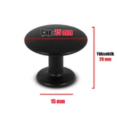 Düğme Çekmece Dolap Dolabı Kapak Kulpu Kulpları Kulbu Siyah Metal Daire Kulp Mobilya Mutfak - 2