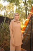 Fermuar Yaka Sade Sweat İkili Takım - (38-46) - 71221 - Bej thumbnail 4