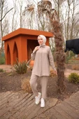 Sade İkili Tesettür Gömlek Takımı - (38-46) - 71263 - Bej - 3