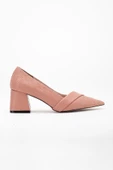 Kadın Topuklu Ayakkabı Pudra Baskılı Deri Yanyüzlü Sivri Kalıp thumbnail 3