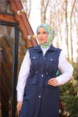 Belden Lastikli Çıtçıtlı Dört Cepli Kapitone Yelek - (38-46) - 71256 - Lacivert - 5