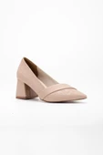 Kadın Topuklu Ayakkabı Bej Baskılı Deri Yanyüzlü Sivri Kalıp thumbnail 4