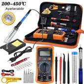 60W Ayarlanabilir Elektrikli Havya Kiti Full Lehim Seti Dijital Multimetre Taşıma Çantalı DIY Onarım Aracı - 2