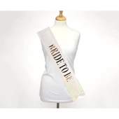 Beyaz Gümüş Bride To Be Simli Kuşak Kemer 10 cm - 2