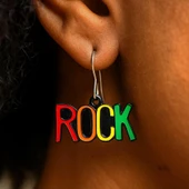 Rock Yazısı Şekilli Mineli Kadın Küpe Çift Adet El Yapımı Küpe - 2