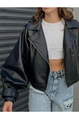 Yeni Sezon Oversize Kadın Siyah Ceket - 2