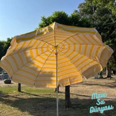 Plaj Deniz Balkon Şemsiyesi | Pamuk Kumaşlı Şemsiye | Bidonsuz| Eğilebilir |2 Metre Şemsiye - 5