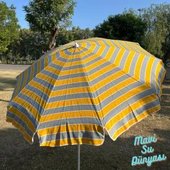 Plaj Deniz Balkon Şemsiyesi | Pamuk Kumaşlı Şemsiye | Bidonsuz| Eğilebilir |2 Metre Şemsiye - 6