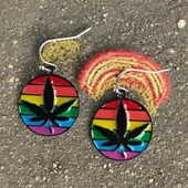 Yaprak Gökkuşağı Pride Şekilli Mineli Kadın Küpe Çift Adet El Yapımı Küpe - 2