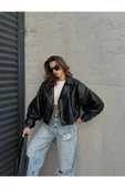 Yeni Sezon Oversize Kadın Siyah Ceket - 1