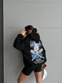 3 iplik şardonlu oversize kafa baskılı sweat siyah - 6