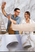 Mermer Desenli Masa Tezgah Mutfak Su Geçirmez Yapışkanlı Folyo Sticker Sarı 5x0,6m - 7