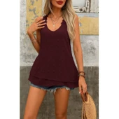 Lucky Life Kadın Dantel Askılı V Yakalı Sırtı çapraz Detaylı Ponpon Bluz - 3