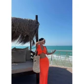 Lucky Life Kadın Mayo Kumaş Bağlamalı Crop Ve Maxi Boy Etek Ikili Takım - 5
